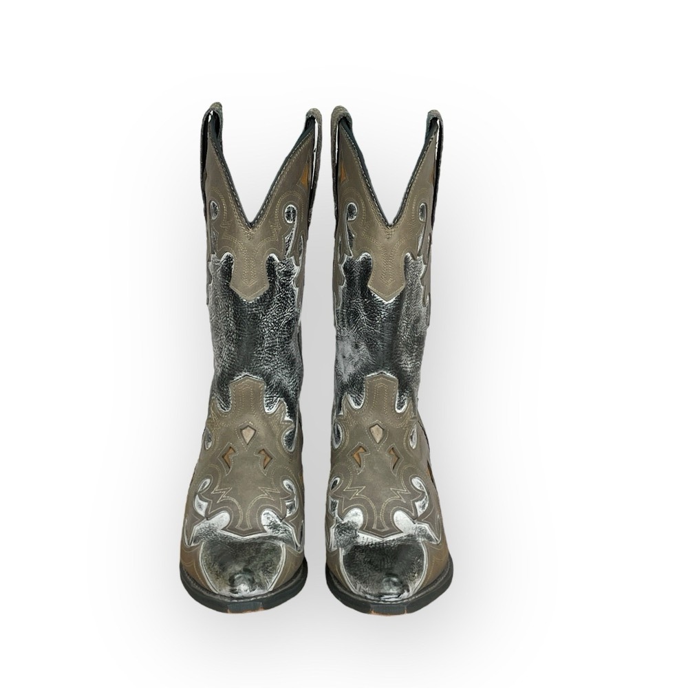 Rockin Country Distressed Artsy Snip Toe Cowboy Boots Womens 9M Boho Chic Rustic - Picture 2 of 11